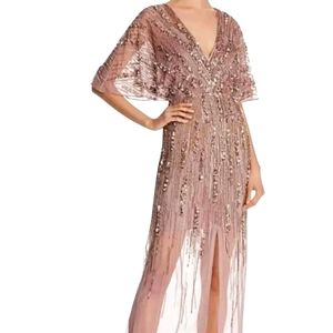 Aidan Mattox Moonstone Embellished Illusion Gown